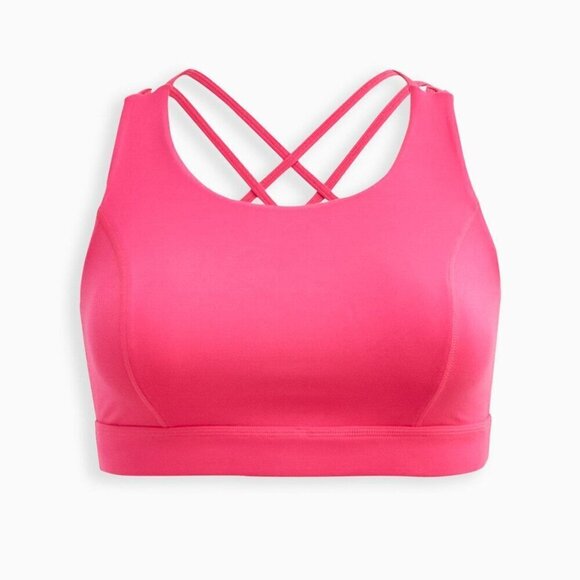 Torrid Low-Impact Wireless Strappy Back Active Sports Bra Pink Glow 3x - Picture 3 of 12
